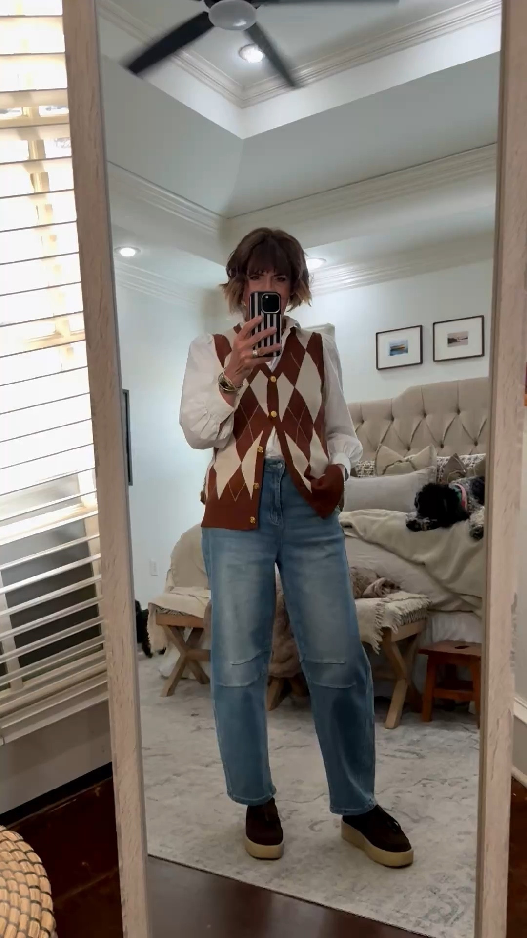 Argyle vest, barrel jeans, ootd

#LTKgrwm #LTKOver40