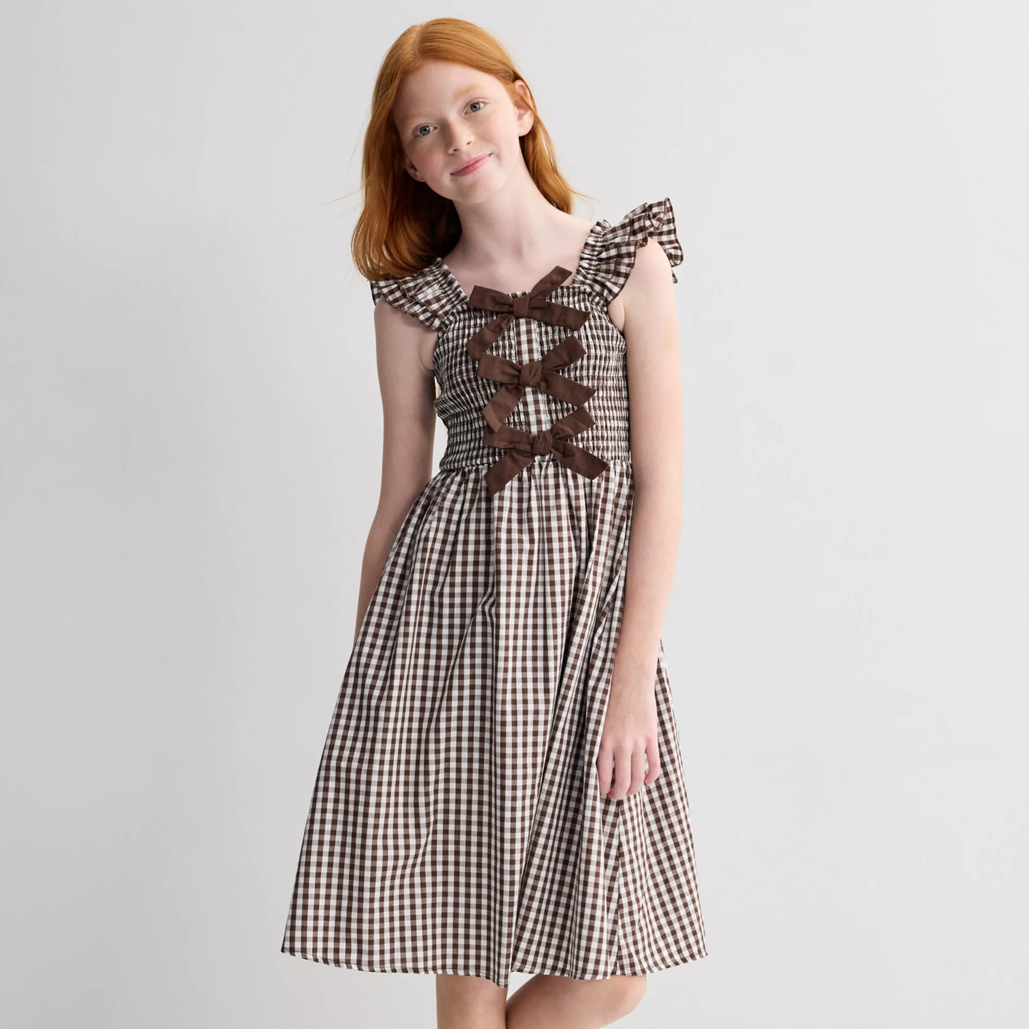 Girls 7-16 Speechless Gingham Midi Dress, Girl's, Size: 14, Brown | Kohl's