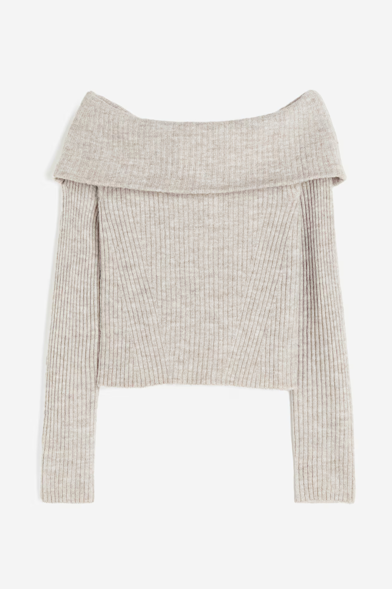 Jersey off-the-shoulder - Gris oscuro jaspeado - MUJER | H&M ES | H&M (FR, IT, ES, PT, BE)