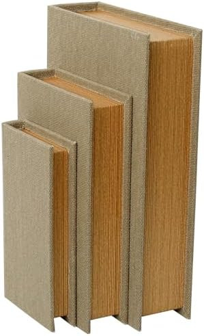 Decorative Book Boxes Set of 3 – Modern Faux Linen & Wood Hidden Storage for Coffee Table – S... | Amazon (US)