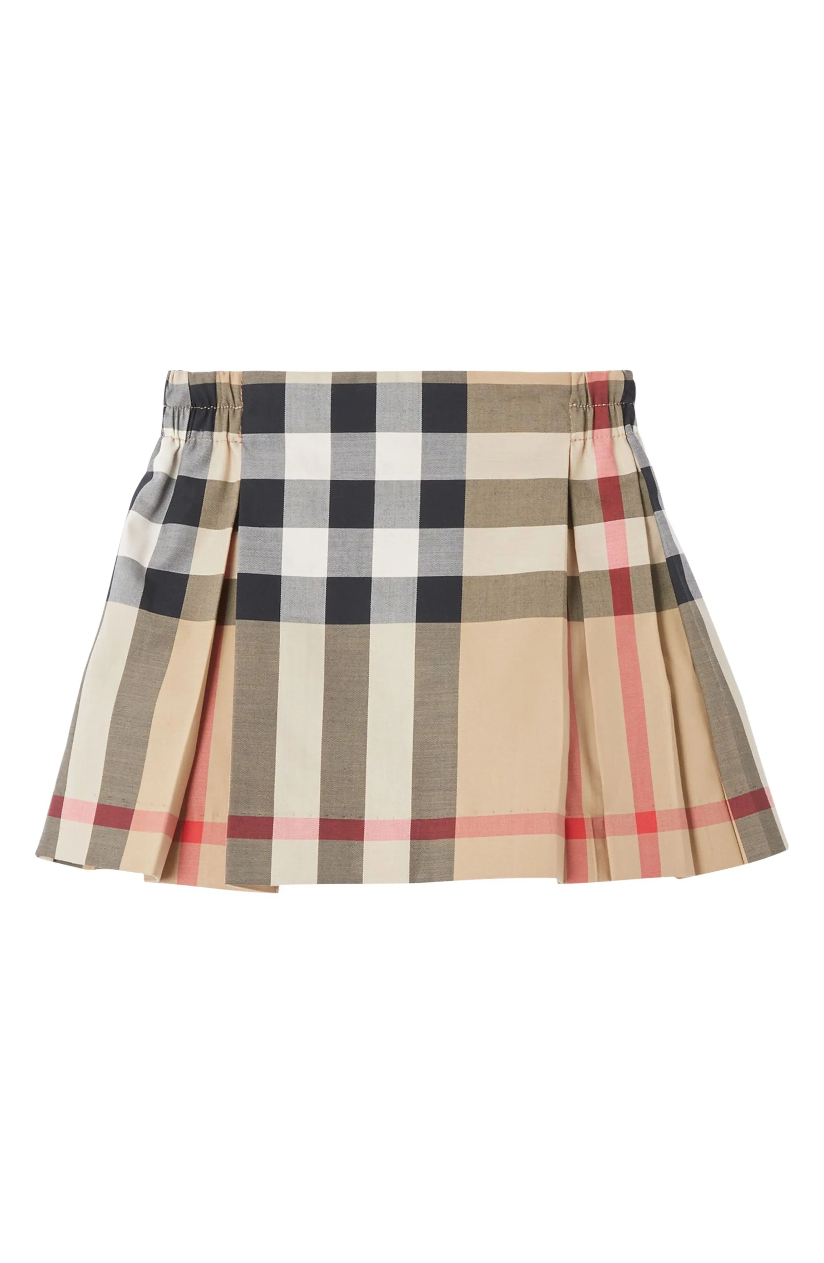 Burberry Kids' Mini Hilde Iconic Check Pleated Skirt, Size 12M in Archive Beige Ip Chk at Nordstrom | Nordstrom