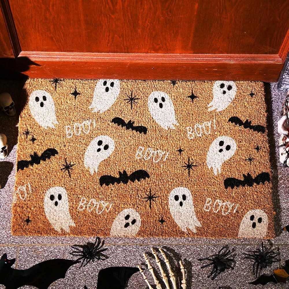 Ceenna Halloween Doormat Coir Ghost Bat Welcome Doormat Funny Halloween Boo Ghost Door Mat with A... | Amazon (US)