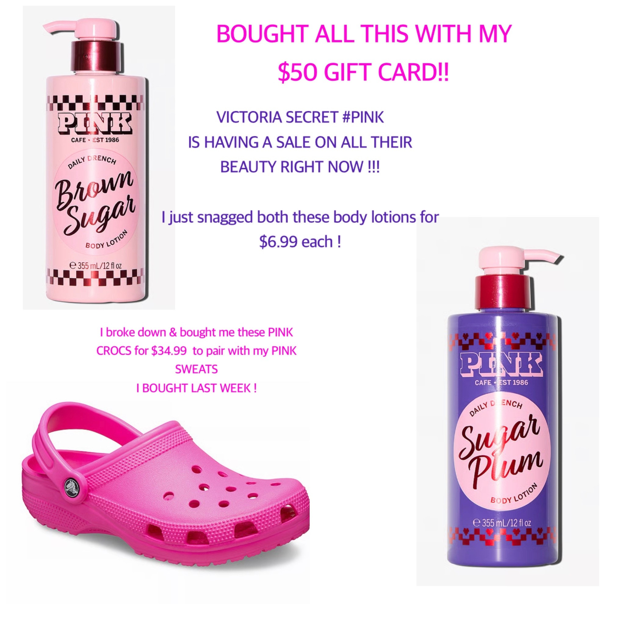 Crocs also on sale for $34.99 just the PINK ONES @victoriassecret 

#LTKBeauty #LTKSeasonal #LTKSaleAlert