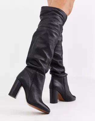 Depp black leather slouch knee boots | ASOS (Global)