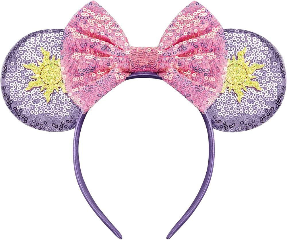 YUNISS Minnie Mickey Ears Headbands,Sequin Mouse Ears for Women Girls Princess Dress Accessories ... | Amazon (US)