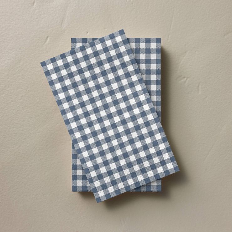 14ct Gingham Paper Guest Towels Blue/Cream - Hearth & Hand™ with Magnolia | Target