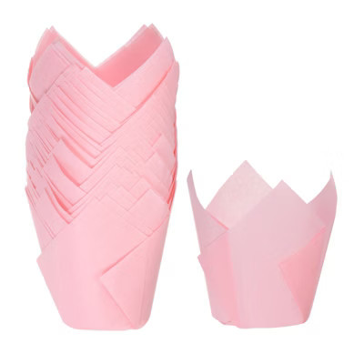 Unique Bargains Greaseproof Paper Tulip Style Disposable Cupcake Liners 50 Pcs Pink | Target