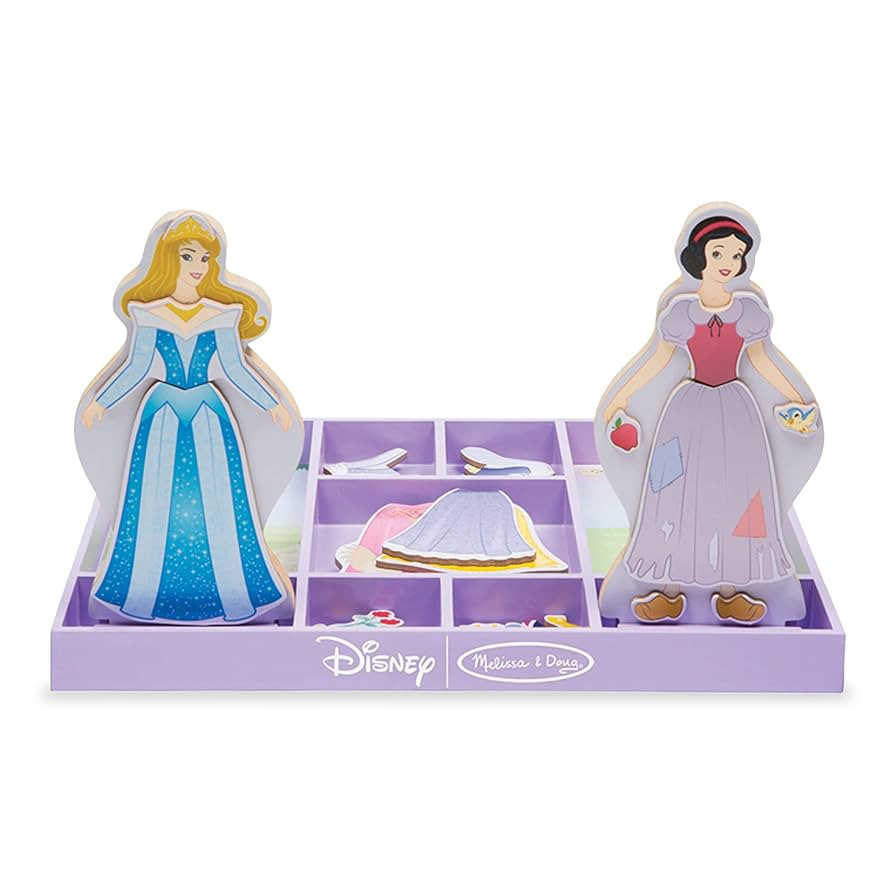 Melissa & Doug Disney Sleeping Beauty and Snow White Magnetic Dress-Up Wooden Doll Pretend Play S... | Amazon (US)