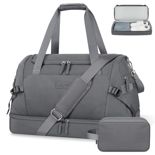 ETRONIK Gym Bag for Men Women, Travel Duffel Bags with Wet Pocket and Shoes Compartment, Lightweight Carry on Weekender Overnight Bag with Adjustable Strap for Trip Fitness Yoga | Amazon (US)