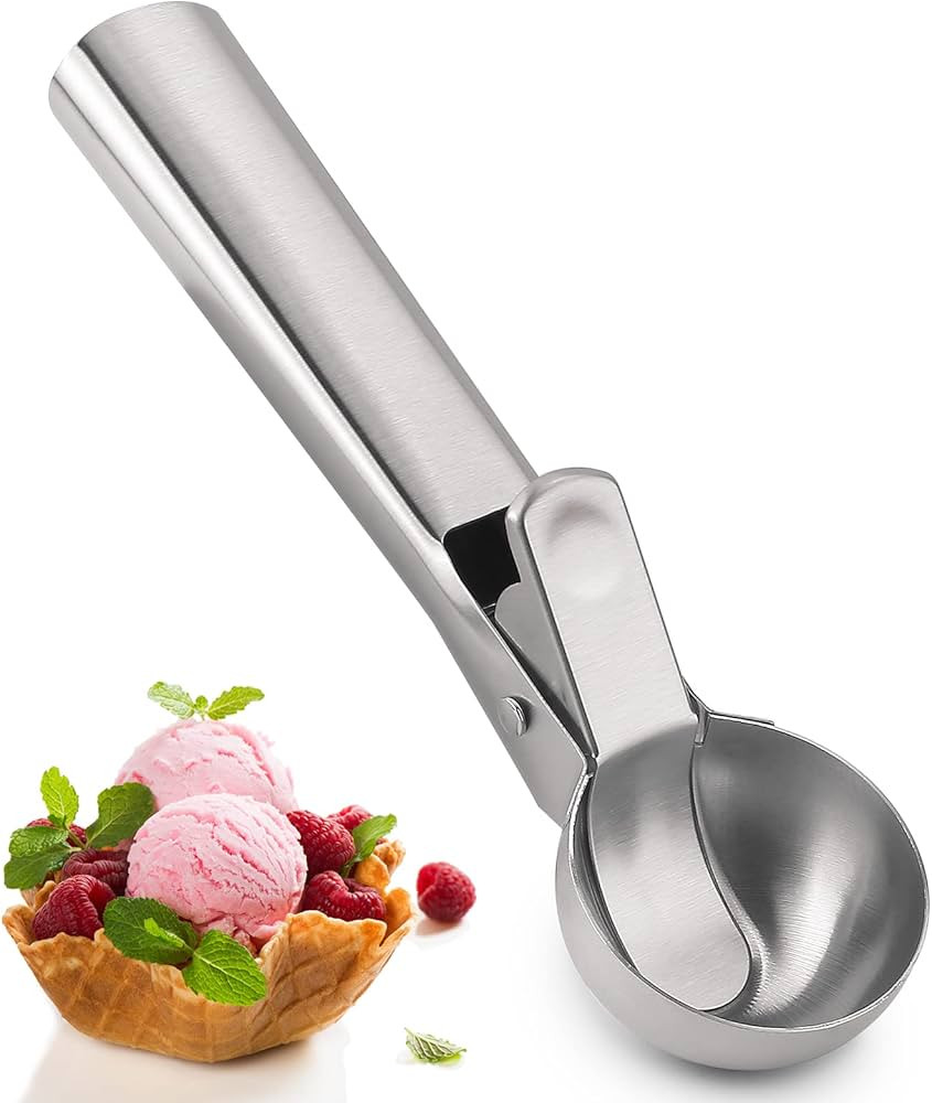 D Ice Cream Scoop, Stainless Steel Ice Cream Scooper with Trigger Release, Metal Cookie Scoops, I... | Amazon (US)