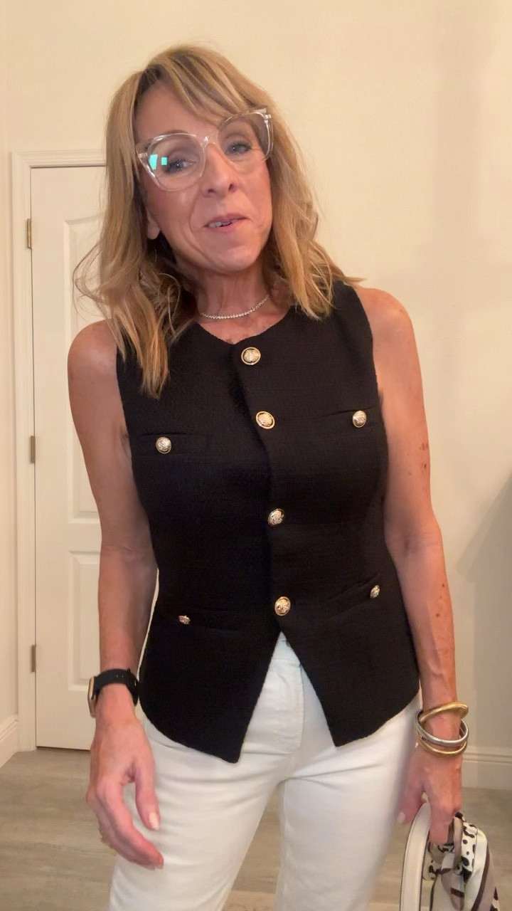 Styling a long line vest is so easy and elevates a pair of ecru denim like no other.  This vest is tweed, lined, and fits like a dream. 

#LTKWorkwear #LTKStyleTip #LTKFindsUnder50