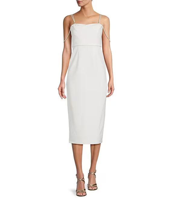 Antonio Melani Daria Crepe Straight Neck Sleeveless Midi Sheath Dress | Dillard's | Dillard's