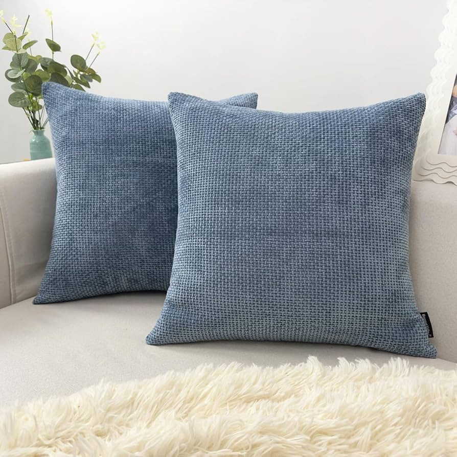 Booque Valley Decorative Throw Pillow Covers, Modern Texture Thick Chenille Cushion Covers for Be... | Amazon (US)