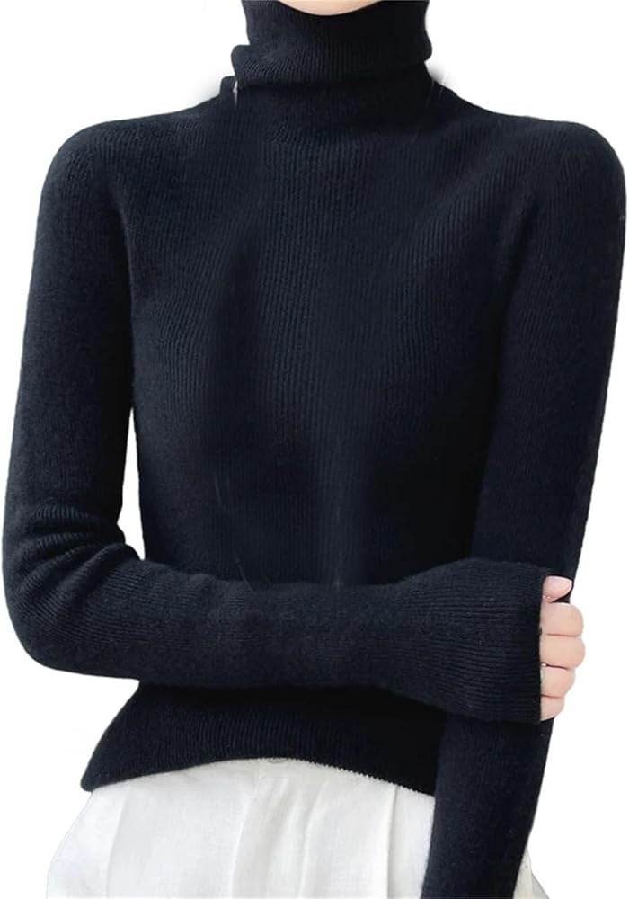 Cashmere Sweater Women Solid Turtleneck Cashmere Sweater Casual Cashmere Sweater | Amazon (US)