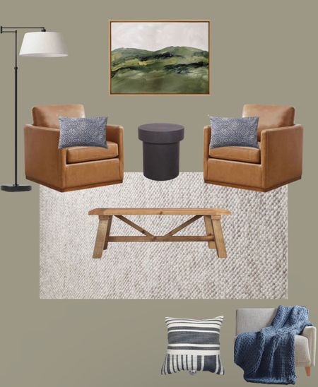 cozy leather, neutral, wood coffee table, navy accents living room.
Affordable living room style with honed soapstone by Sherwin Williams as the paint color.


#LTKhome
