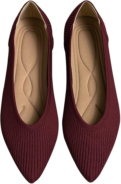 Women's Flats Shoes Pointed Toe Knit Ballet Comfortable Dressy Slip On Flat | Amazon (US)
