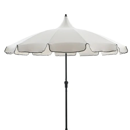 My Texas House 9ft Outdoor Round Market Patio Umbrella with White Canopy and Black Trim | Walmart (US)