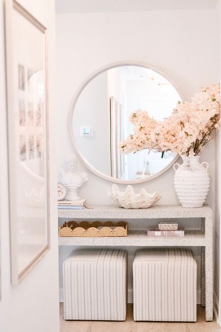 Spring has arrived 🌸 These cherry blossom branches from @crowdedtableco are absolutely stunning, and make our hallway so bright & cherry 💓 #ad #spring #florals #springdecor #cherryblossoms