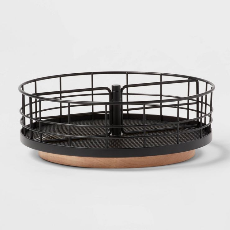 Divided Turntable Black Wire With Natural Wood - Brightroom™ : Target | Target