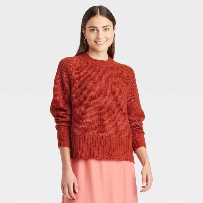 Women&#39;s Crewneck Pullover Sweater - A New Day&#8482; Rust M | Target
