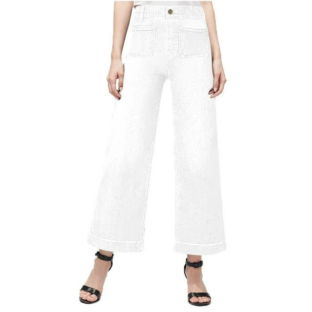 WCMZJ Oprah's Favorite Tummy Control Sailor Wide Leg Trouser Chiccurva Jeans Wide Leg Cropped Den... | Walmart (US)
