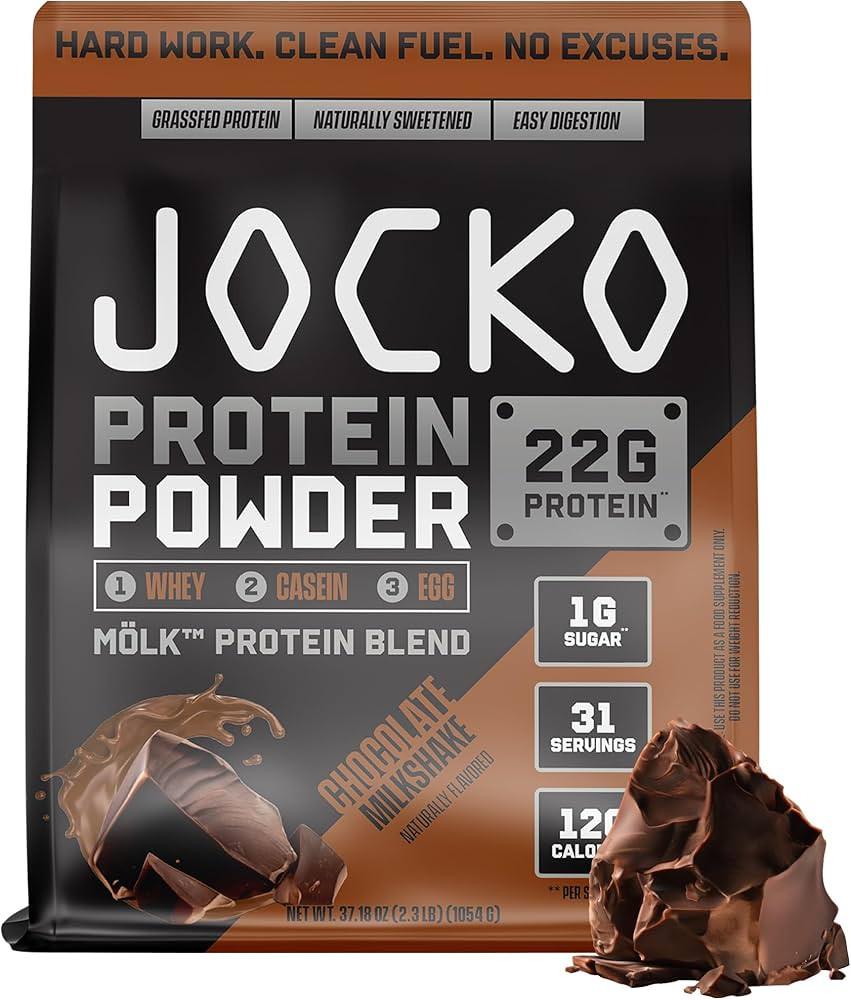 Jocko Mölk Whey Protein Powder 22g Protein - Low Sugar Monk Fruit Blend - Muscle Recovery & Grow... | Amazon (US)