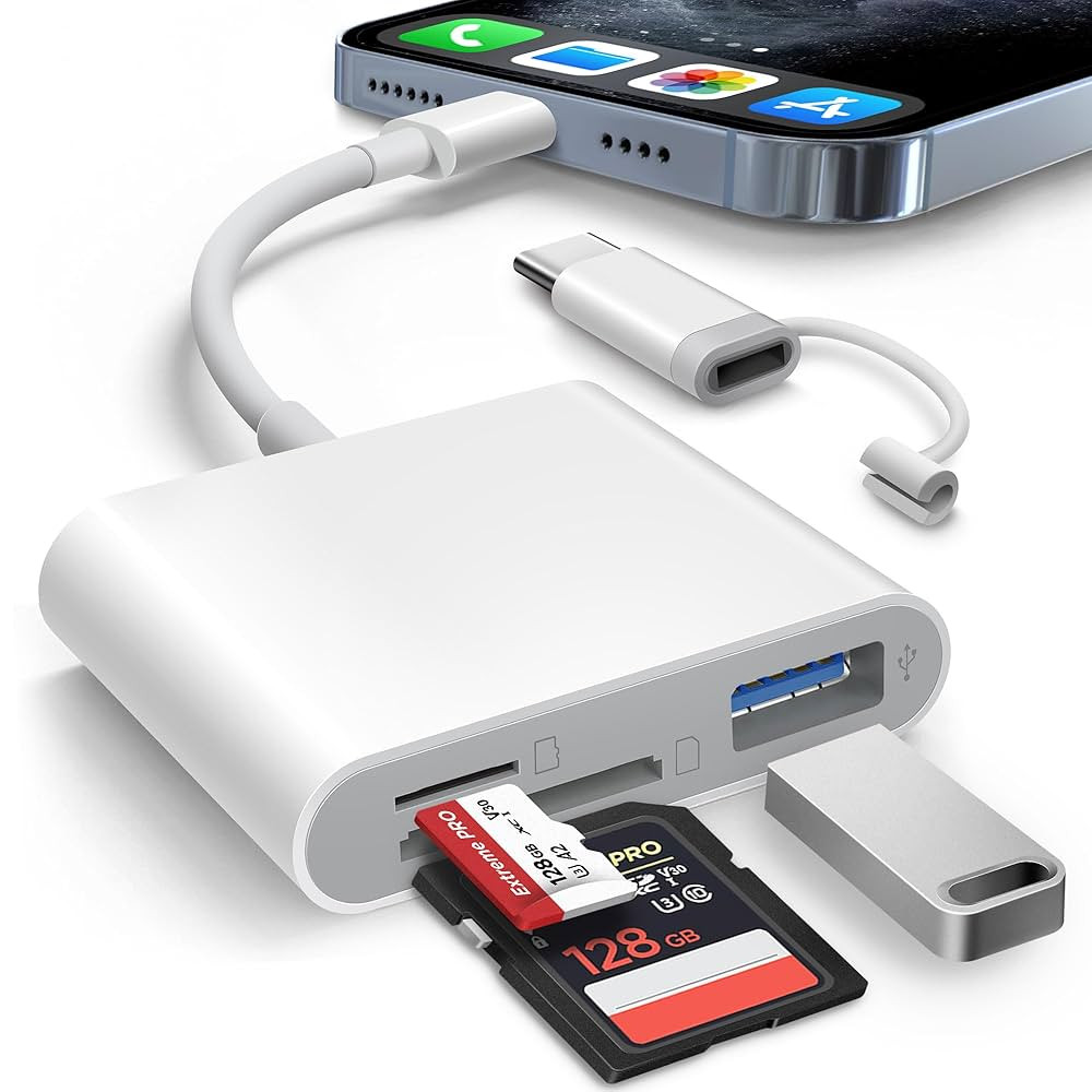 SD Card Reader for iPhone iPad Built-in Lightening & USB-C Dual Connectors Card Adapter with SD M... | Amazon (US)