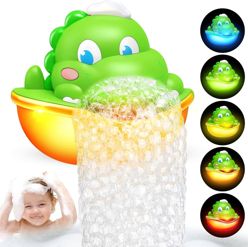 Baby Bath Toys,Light-Up Bath Toys Bath Bubble Machine Automatic Bubble Maker Bath Toys for Kids A... | Amazon (US)