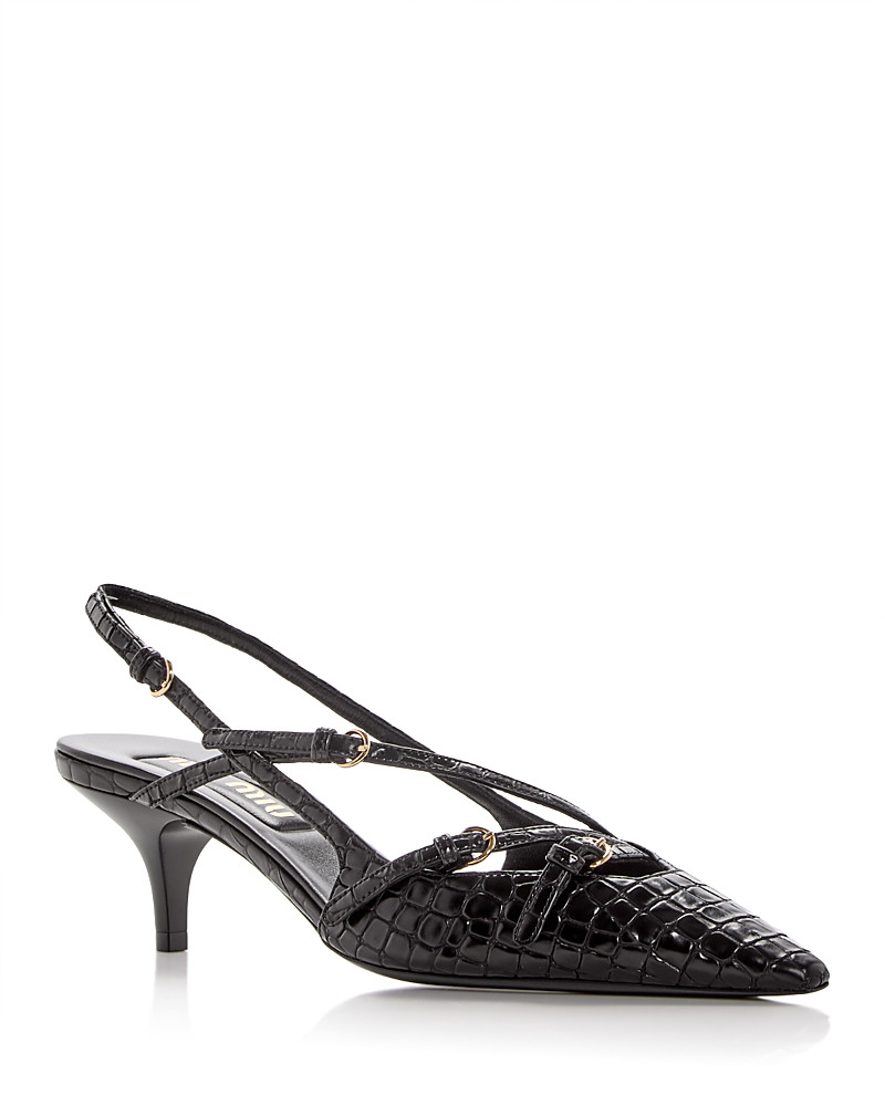 Miu Miu Women's Croc Embossed Pointed Toe Pumps | Bloomingdale's (US)