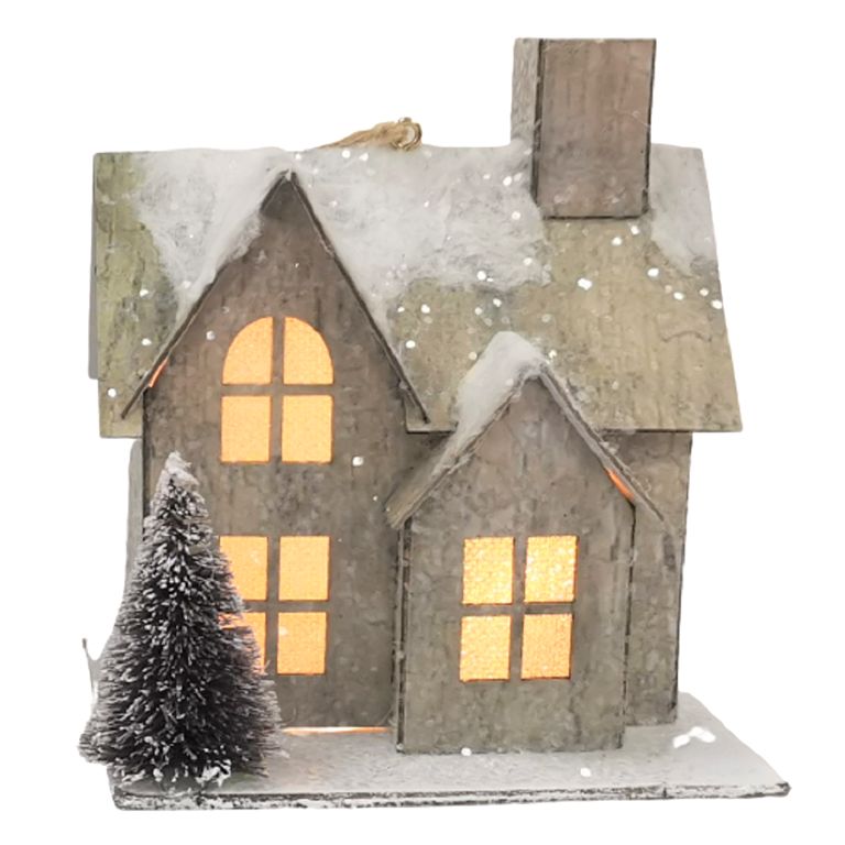 Holiday Time Light LED Paper Beige House Ornament. Holly Holidays Theme. Brown Color House. Light... | Walmart (US)