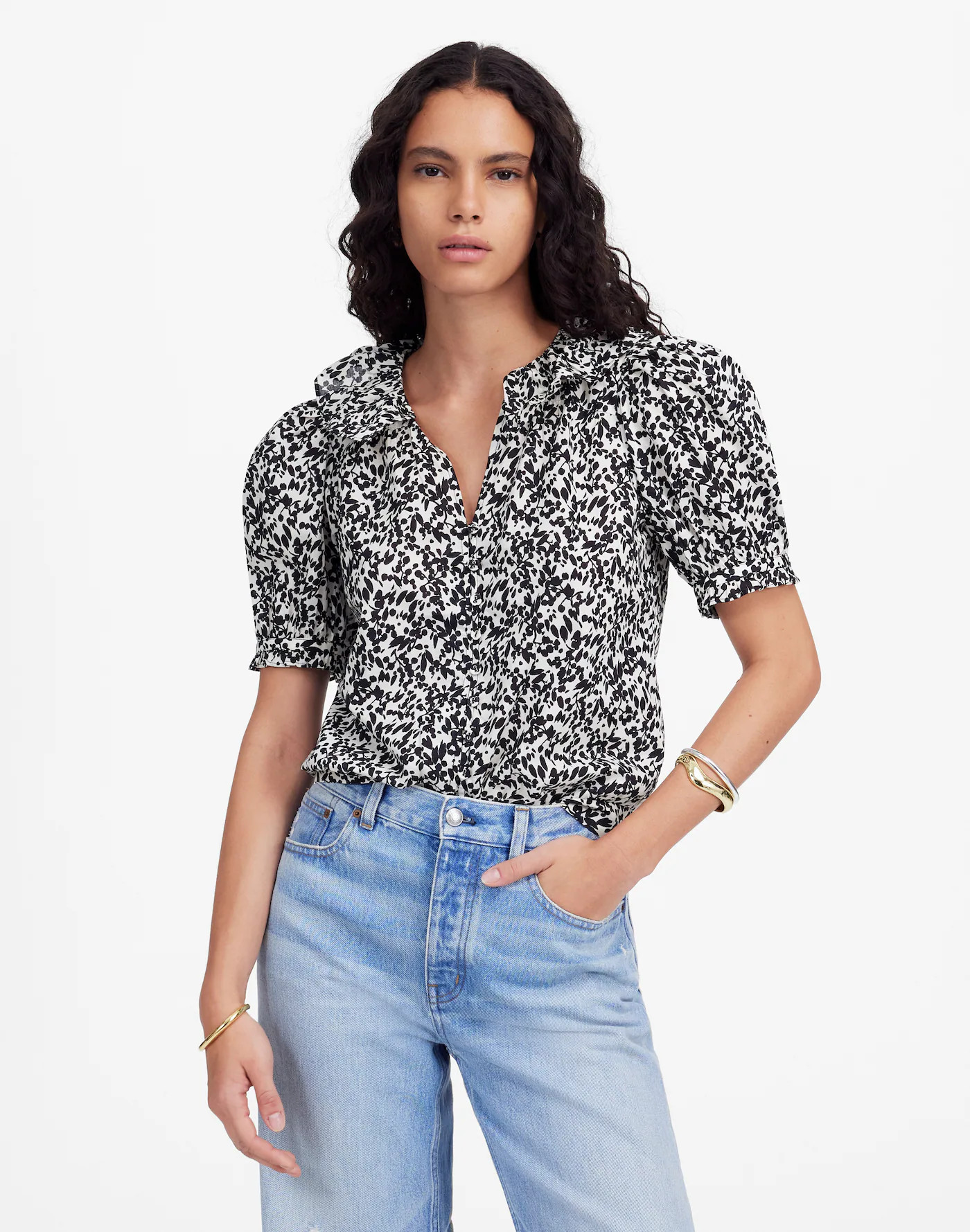 Ruffled Button-Front Top in Floral | Madewell | Madewell