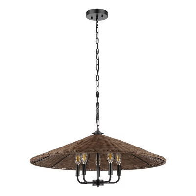Palmera 5 Light 30" Pendant - Black/Brown - Safavieh. | Target