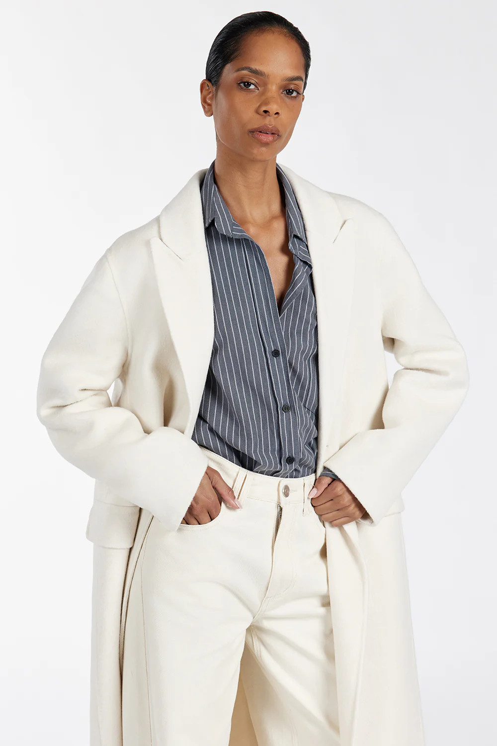 JAY CREAM LONGLINE COAT | DISSH