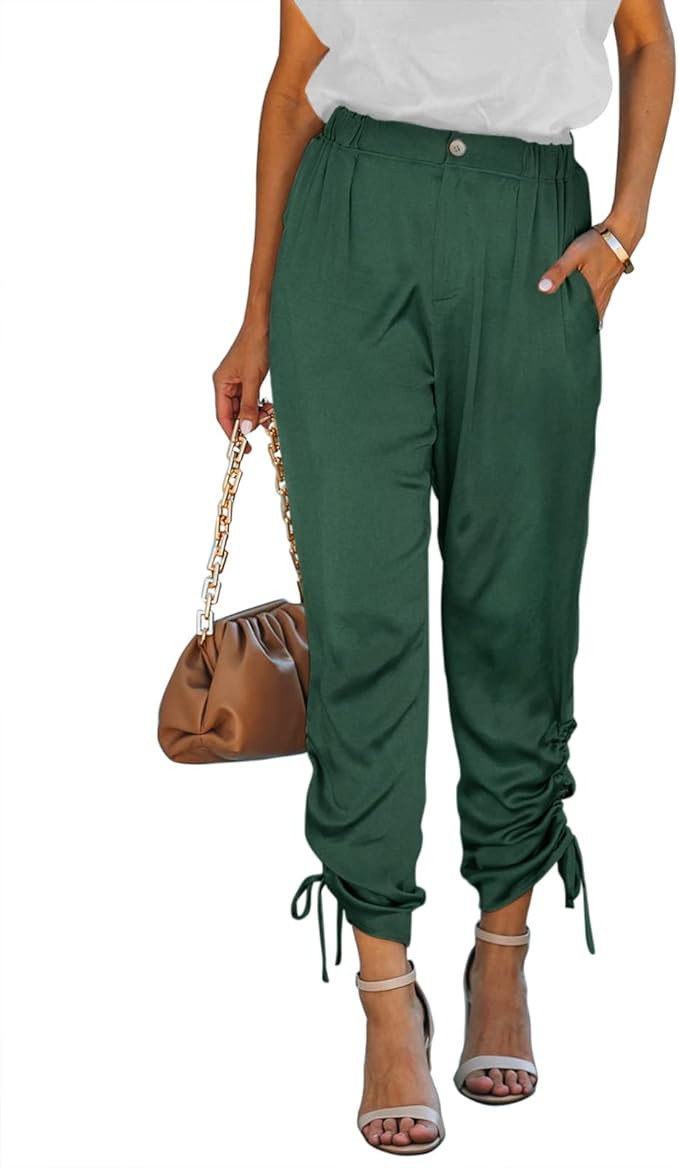 NIMIN Work Pants for Women Office High Waisted Business Casual Pants with Side Drawstrings | Amazon (US)