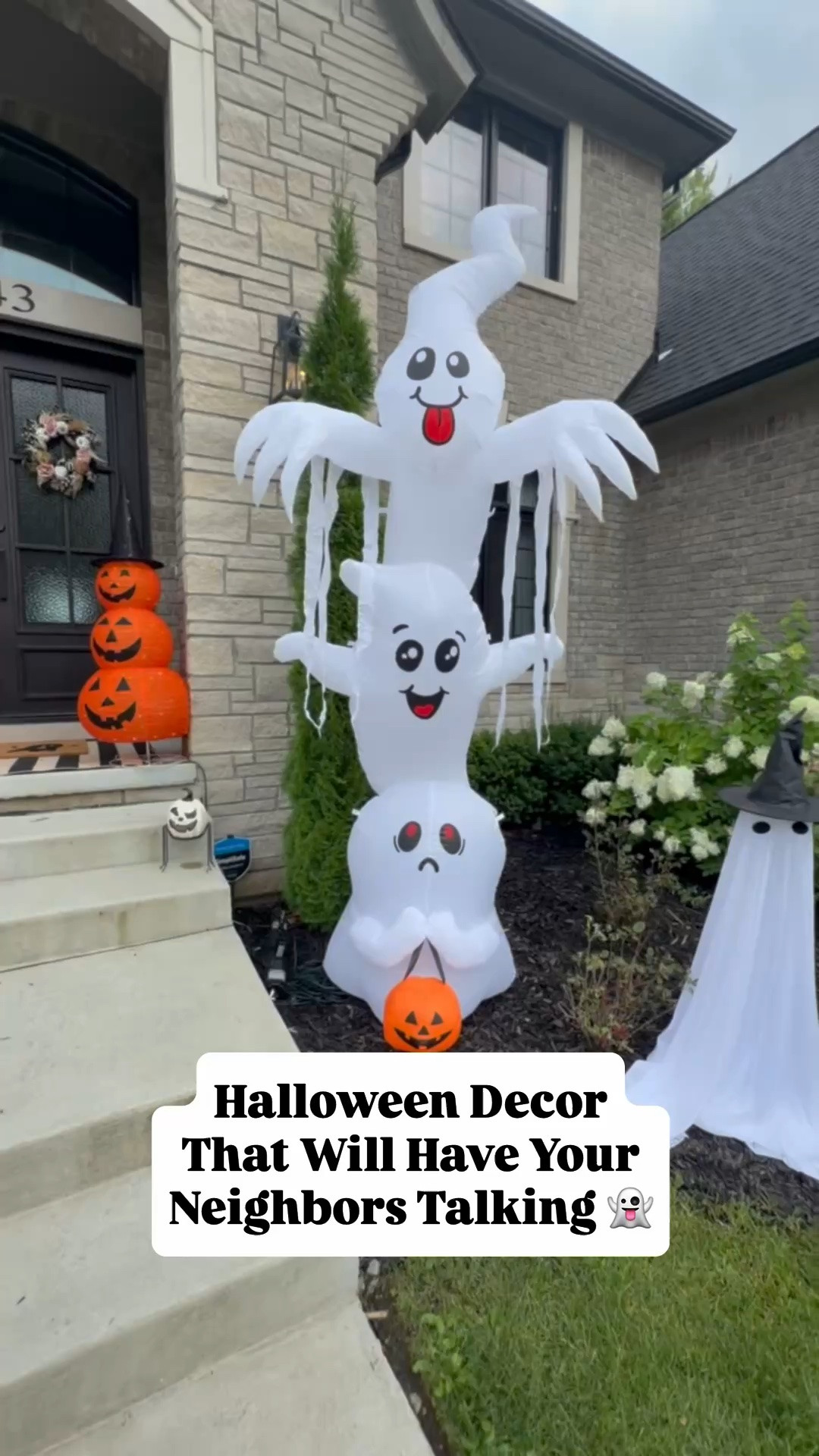 #ad @Wayfair Check out my cute but spooky Halloween finds including the cat that turns its head, stacked blow up ghosts, Jack-o’lanterns, ghost door mat, Halloween wreath and more. #wayfair #wayfairpartner @shop.ltk #liketkit

#LTKHome #LTKSeasonal