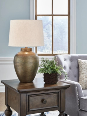 Madney Table Lamp, Antique Gold Finish | Ashley Homestore