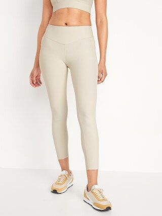 High-Waisted PowerSoft Rib-Knit Side-Pocket 7/8-Length Leggings for Women | Old Navy (US)