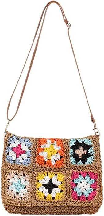 Muloo Ethnic Vintage Woven Flap Crossbody Bag Beach Vacation Crochet Colorful Flower Shoulder Bag... | Amazon (US)