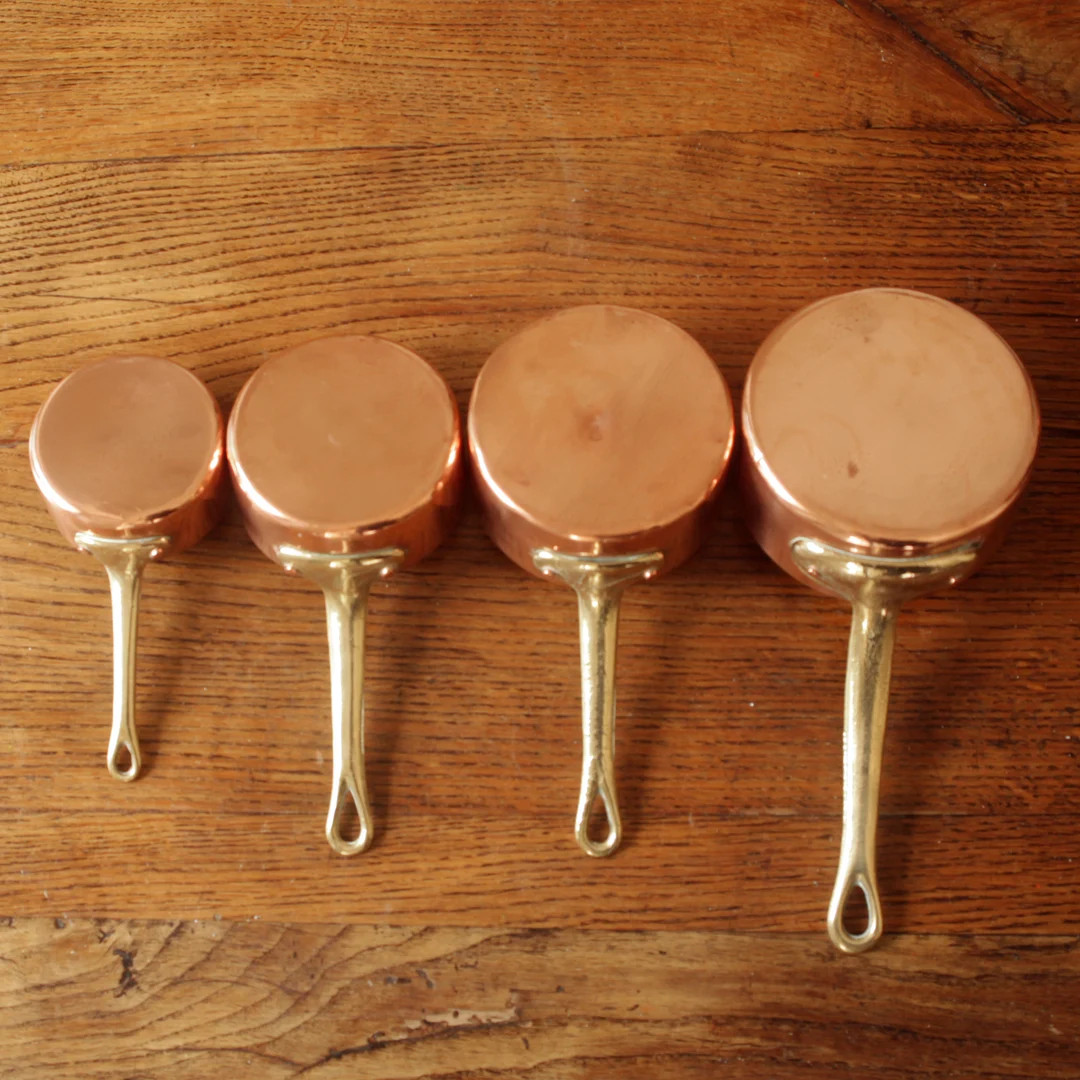 Vintage French Copper Mini Pots With Brass Handles Set of 4 - Etsy | Etsy (US)