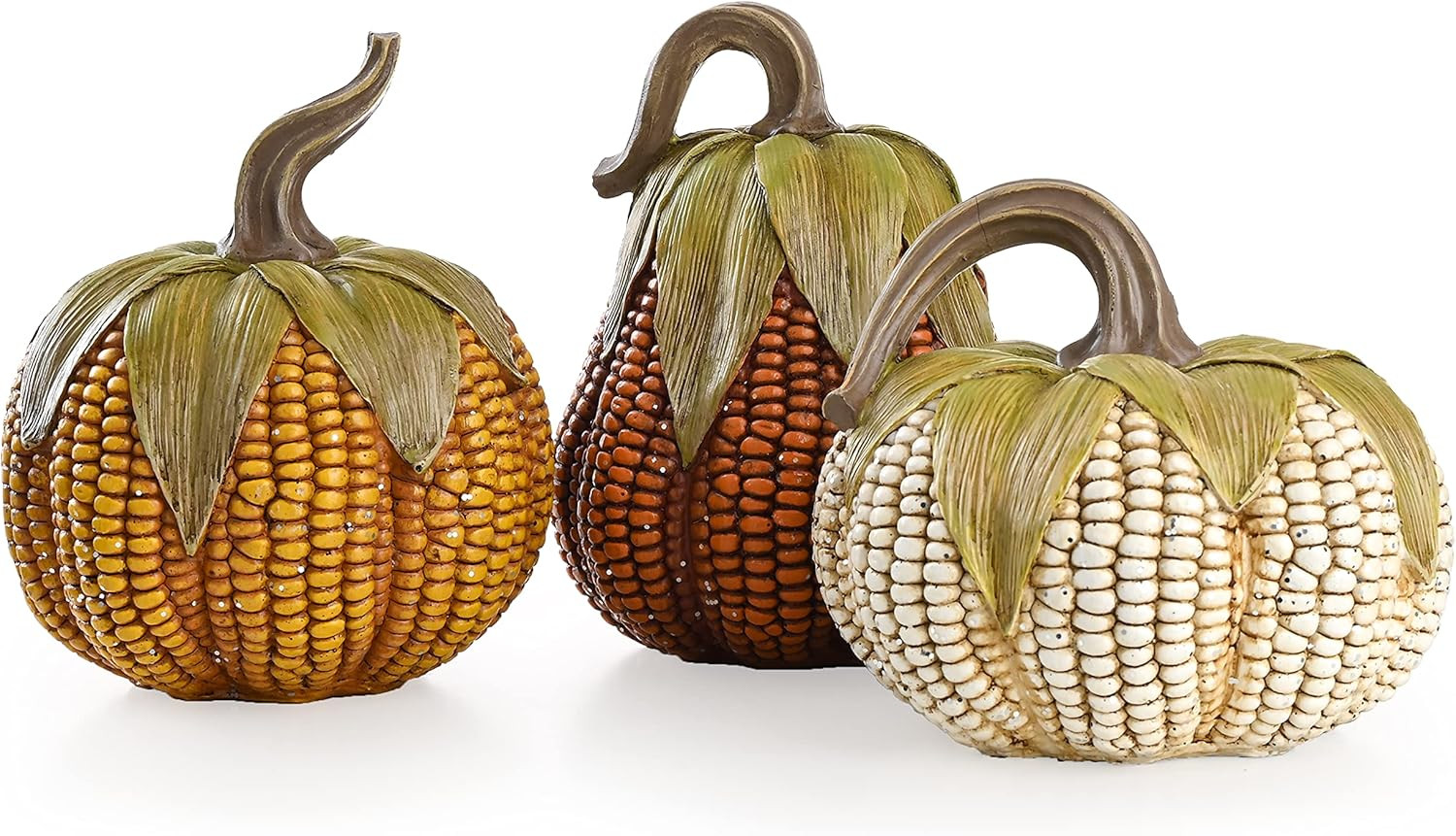 Valery Madelyn Corn Pumpkins Fall Decor, Set of 3 Decorative Pumpkins Resin Figurines for Indoor ... | Amazon (US)