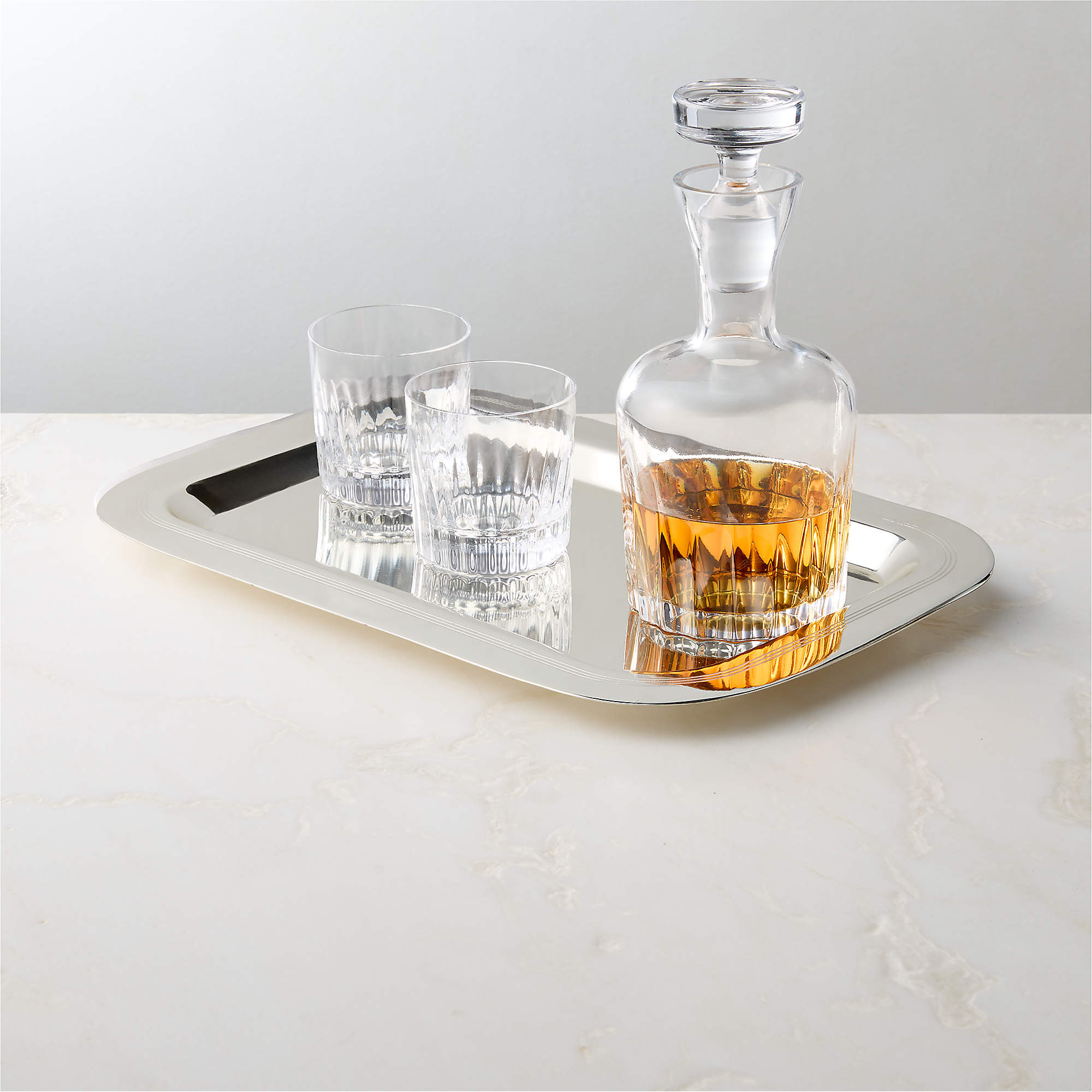 Saint Germain Rectangular Silver Plated Serving Tray Large by Todd Snyder | CB2 | CB2