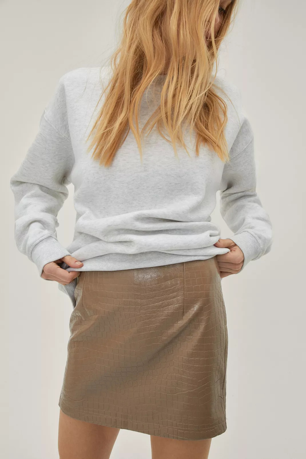 Croc Embossed Faux Leather Pelmet Mini Skirt | Nasty Gal (US)