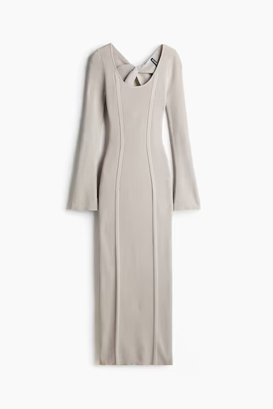 H & M - Twist-detail rib-knit dress - Brown | H&M (US + CA)