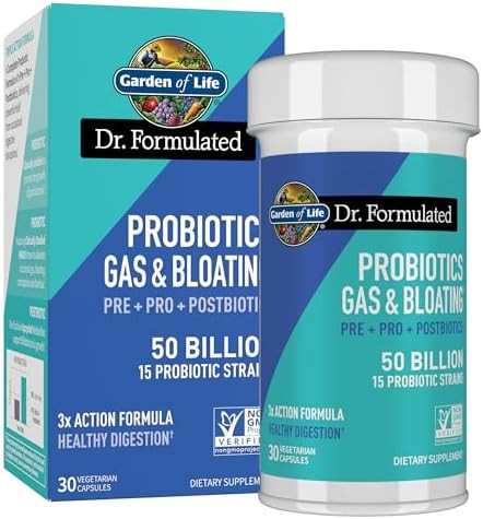 Garden of Life Dr. Formulated Pre, Post & Probiotics Gas & Bloating Once Daily 3-in-1 Complete Pr... | Amazon (US)