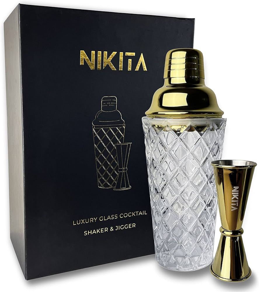 Nikita By Niki Luxury - Cocktail Shaker with Strainer and Stainless Steel Lid - Martini Shaker Se... | Amazon (US)