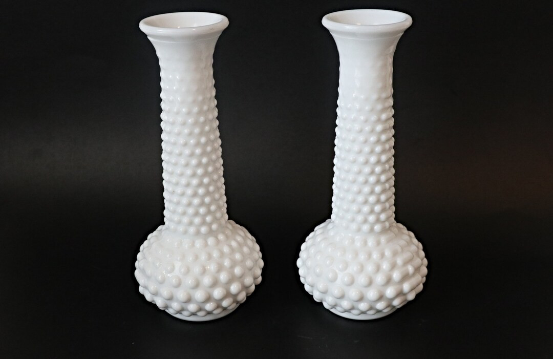 2 Vintage Milk Glass Vases Hobnail Bud Vase 1960's - Etsy | Etsy (US)