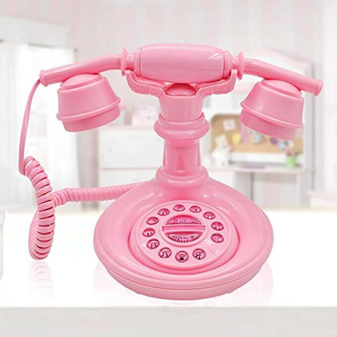 IRISVO Pink Push Button Telephone Kids Functional Corded Telephone Child Bedroom Desk Landline Phone | Amazon (US)