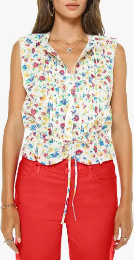 MOTHER The Love Letter Floral Sleeveless Cotton Drawstring Waist Shirt | Nordstrom | Nordstrom