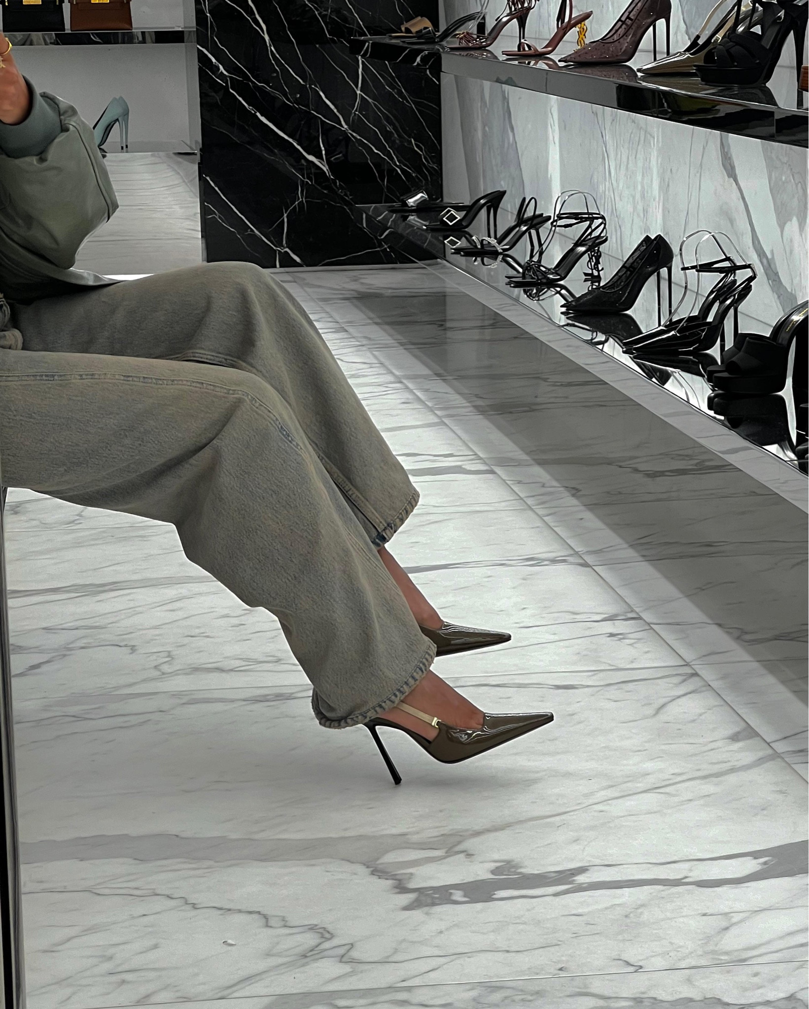 Patent leather slingback pumps / Saint Laurent / date night / going out outfit / wedding guest heel / spring outfit / dressed up 

#LTKsummer #LTKuk #LTKspring