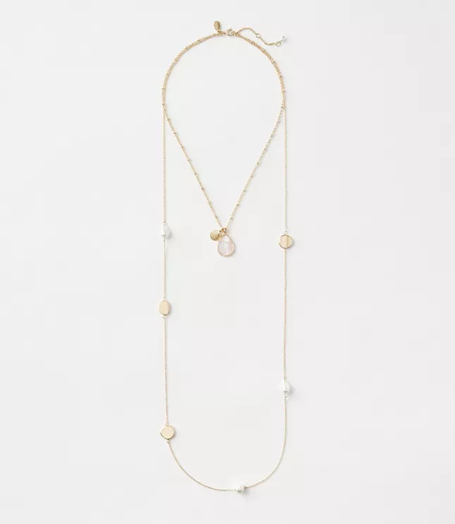 Pearlized Layered Necklace Set | LOFT